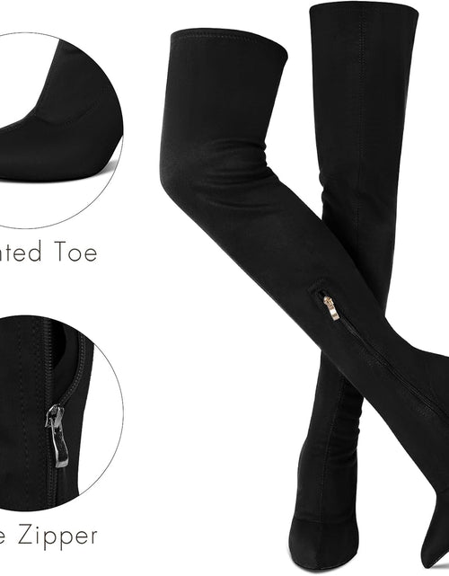 Load image into Gallery viewer, Thigh High Boots for Women Pointed Toe Stiletto over the Knee Boot Suede Side Zipper High Heel Boots
