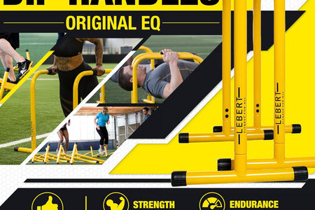 Fitness Dip Bar Stand - Original Equalizer Total Body Strengthener Pull up Bar Home Gym Exercise Equipment Dipping Station - Hip Resistance Band, Workout Guide and Online Group - Yellow