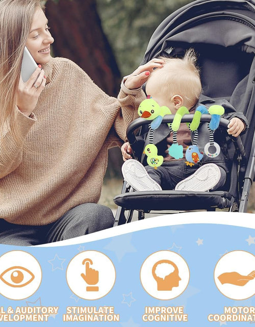 Load image into Gallery viewer, Car Seat Toys, Baby Activity Spiral Plush Toys for Stroller Bar Accessories, Crib Toys with Bell for Boy or Girl, Hangings Rattle Toy with Squeaky (Yellow-Duck)
