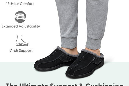 Innovative Orthopedic Slippers for Men - Ideal for Plantar Fasciitis, Foot & Heel Pain Relief. Arch Support Slippers, Cushioning Ergonomic Sole & Extended Widths - Asheville