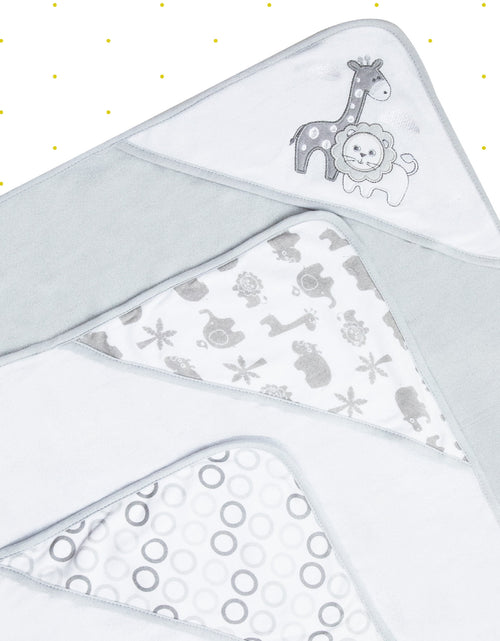 Load image into Gallery viewer, Bath Hooded Towels &amp; Washcloths Set for Babies, 23-Piece Gift Set, Gray Lion
