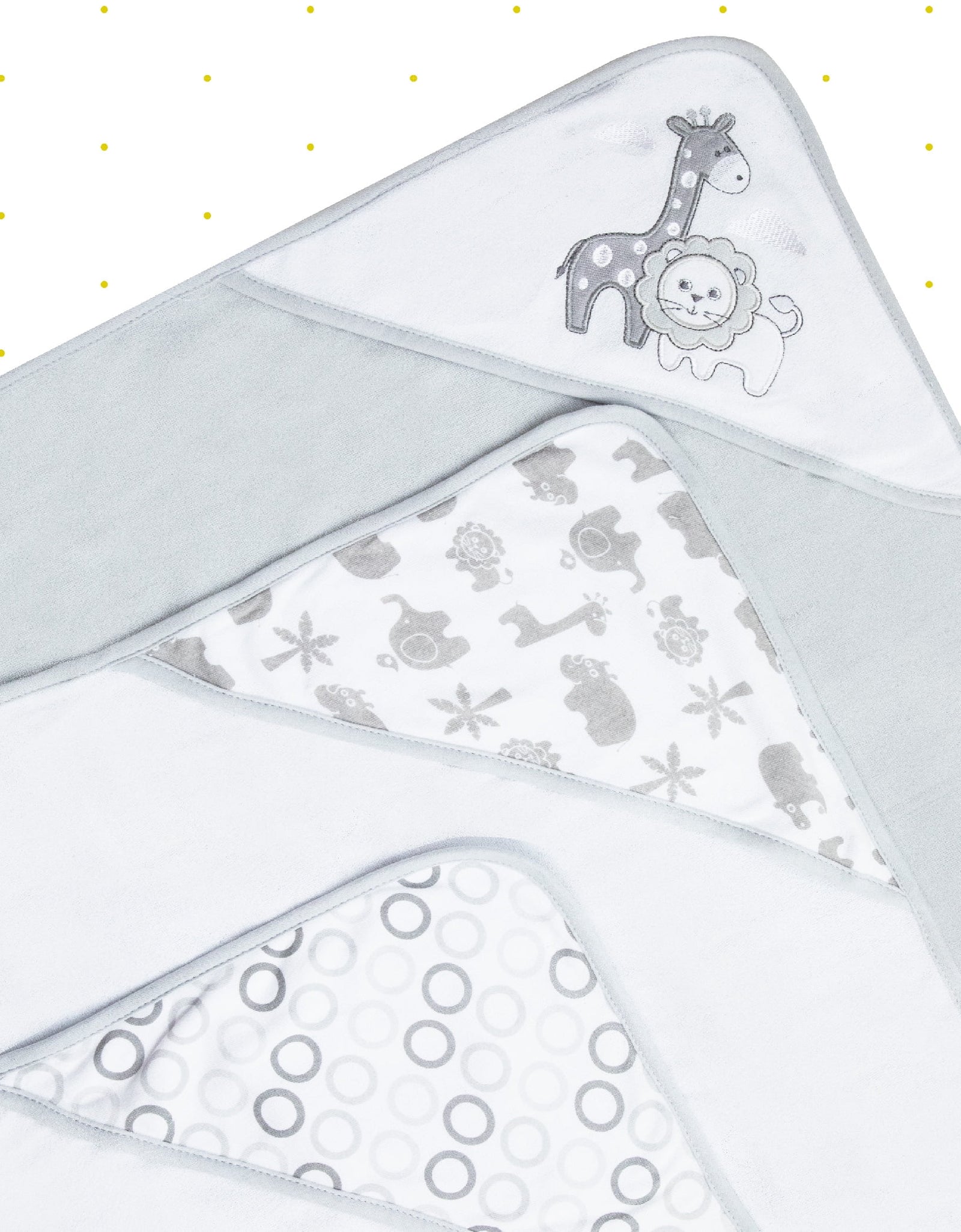 Bath Hooded Towels & Washcloths Set for Babies, 23-Piece Gift Set, Gray Lion