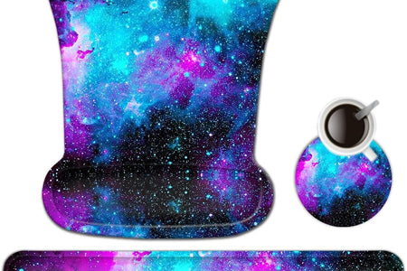 Keyboard Wrist Rest Pad and Mouse Wrist Rest Support Mouse Pad Set,Durable & Comfortable & Lightweight for Easy Typing & Pain Relief-Ergonomic Support (Galaxy)