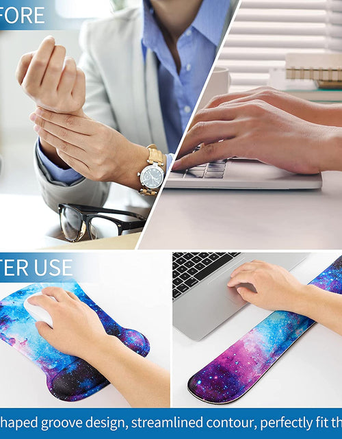 Load image into Gallery viewer, Keyboard Wrist Rest Pad and Mouse Wrist Rest Support Mouse Pad Set,Durable &amp; Comfortable &amp; Lightweight for Easy Typing &amp; Pain Relief-Ergonomic Support (Galaxy)
