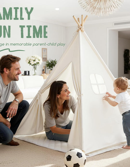 Load image into Gallery viewer, Teepee Tent for Kids with Carry Case, Natural Cotton Canvas Teepee Play Tent, Toys for Girls/Boys Indoor &amp; Outdoor Playing
